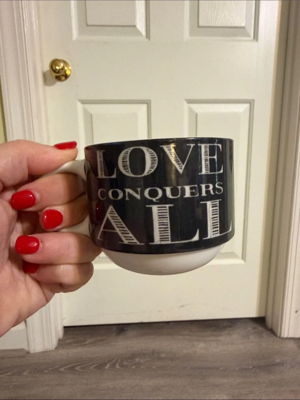 Pier 1 Imports Ceramic Stacking Mugs - Be Still My Beating Heart Rack Set of 4